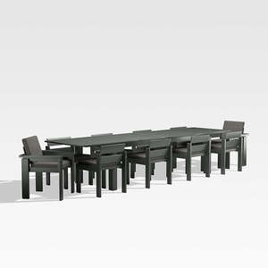 Walker 96-144 <b>Outdoor</b> <b>Dining</b> <b>Table</b> Set <b>Extendable</b> Contemporary Metal Durable Canvas Charcoal for Sunbrella Cushions for - Product Image 1
