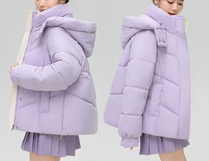 2025 hiver femmes réversible à capuche toile bouffant manteau respirant à la mode longue veste couleur unie imperméable Style court - Product Image 5