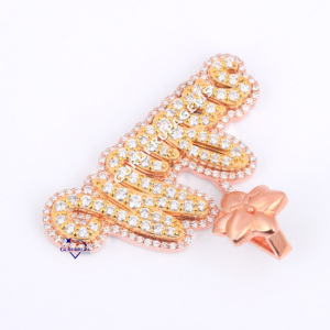 Joyería de lujo atemporal, colgante personalizado minimalista de oro rosa de 14 quilates con diamante cultivado en laboratorio para Mew o mujer - Product Image 4