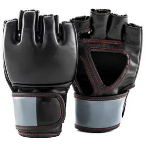 Fournisseurs de gants Mma de haute qualité Mma Glones Vente en gros de logo personnalisé Entraînement Combat Demi-doigt Cuir PU Personnalisé