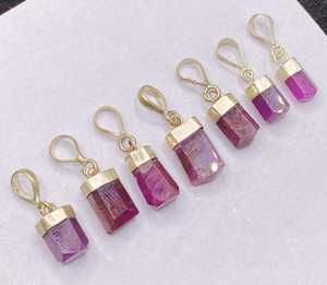 Ensemble de pendentifs en cristal de rubis naturel 7 pièces en argent sterling 925 bijoux de pierres précieuses collier fait main cadeau pour elle - Product Image 1