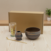 Ensemble de matcha en céramique de qualité supérieure 3460884Set, nouveau design style Japandi, résistant à la chaleur, avec fouet et cuillère pour un usage quotidien