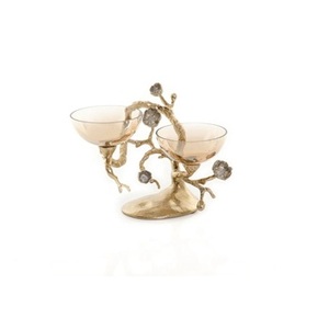 Bols à aliments décoratifs ronds en aluminium et verre avec finition naturelle, parfaits pour les ustensiles de cuisine élégants et les plats à salade. - Product Image 1