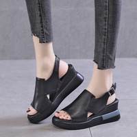 Sandalen New Fish Mouth Design Dicke Sohle One Strap Wedge Heel Damen Sandalen zum Einkaufen