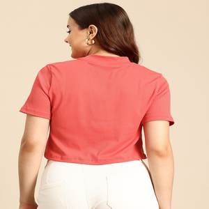 Camiseta cuadrada de cuello alto liso con estampado de verano informal de media manga transpirable Spandex y rayón con ajuste y longitud regulares - Product Image 5