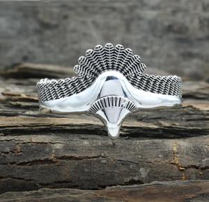 Brazalete de Plata de Ley 925 con diseño de plumas de águila y pájaro, joyería fina única para regalo de cumpleaños - Product Image 5