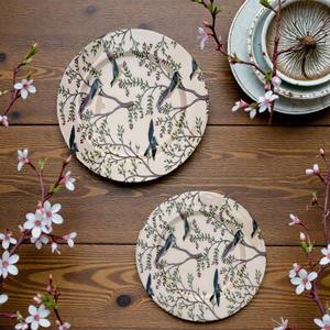 Juego de Platos Redondos de Cerámica con Estampado de Aves y Flores |   Platos Decorativos para Cena y Exhibición de 30 cm y 25 cm - Product Image 2