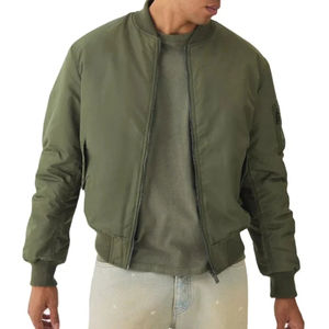 Veste bombardier pour hommes la plus vendue en gros 100% blouson bombardier imperméable en satin blouson bombardier blanc à fermeture éclair - Product Image 1