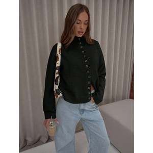 Women's Handmade Button Cardigan-Long Sleeve Funnel Neck <b>Sweater</b> Warm & Breathable Autumn Print - Product Image 1