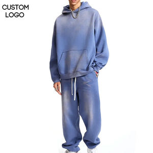 Fabricant de haute qualité, marque privée, survêtement d'hiver uni, style hip-hop, ample, délavé au soleil, nouvelle arrivée, Harajuku, lavage à l'acide - Product Image 1