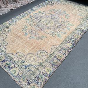 Alfombra de 5.9x9.7 pies, Alfombra Turca Vintage, Alfombra con Estampado Animal Azul Marrón - Product Image 5