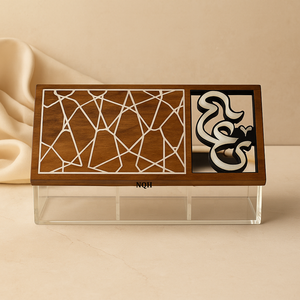 Bocaux de rangement carrés en acrylique Ramadan 2026 avec couvercles en bois et incrustations de nacre, faits à la main, hermétiques pour aliments secs - Product Image 6