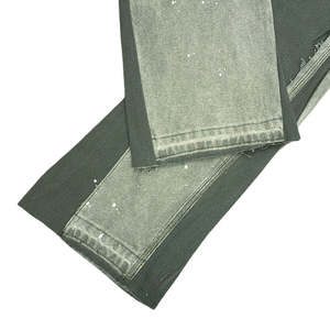 DENIM Custom Designer Double Knee Spray Painted Flare Jeans Pant Acid Wash Vintage <b>Carpenter</b> Jeans Men - Product Image 5