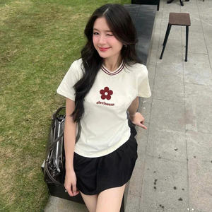 [Fábrica de ropa] SH14 Camiseta de algodón para mujer Formal Slim Fit O-cuello Colores juveniles Secado rápido Ecológico Diseño único 2025 - Product Image 1