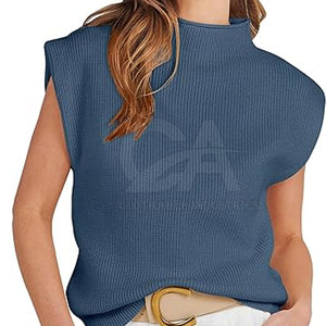 Pull en tricot sans manches à la mode pour femmes élégant décontracté tenue d'automne femmes tricoté gilet sans manches pull pull à vendre - Product Image 1