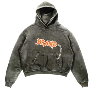 Pull-over surdimensionné pour hommes personnalisé délavé à l'acide Sweat à capuche lourd avec logo imprimé Streetwear Sweats à capuche pour hommes délavés à l'acide - Product Image 6