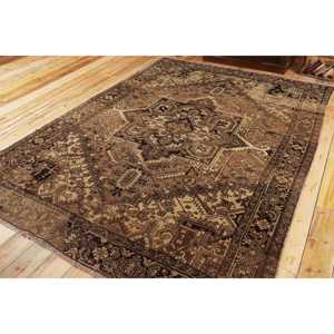 Rug, 7,1x9,2 ft Vintage Rug, <b>Brown</b> Striped Rug <b>Wool</b> - Product Image 2