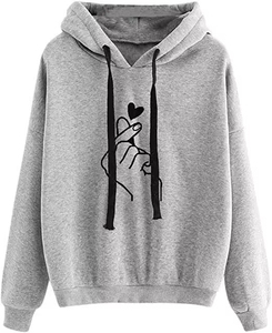 Sweat à capuche imprimé pour femmes, pull en molleton de coton de couleur unie pour l'hiver, design décontracté, nouvel arrivage - Product Image 1
