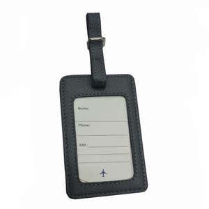 Étiquette de bagage en cuir PU avec fenêtre de carte de visite ouverte et sangle à boucle réglable - Product Image 1