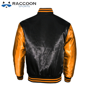 Latest Design New Satin Baseball Jacket Breathable <b>Canvas</b> Winter Sports Jacket <b>Covered</b> Button Raccoon Design Waterproof - Product Image 5