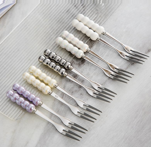 Cubiertos hechos a mano, cuchara, tenedor, mango de perla, cubiertos de lujo, eventos, fiestas, Catering, herramientas decorativas de acero inoxidable para servir - Product Image 1