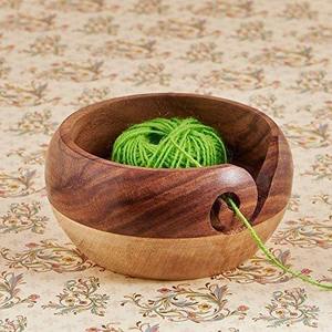 Bol en fil de bois élégant et portable fait à la main Porte-fil à crochet en bois naturel écologique pour les projets de tricot et de crochet - Product Image 3