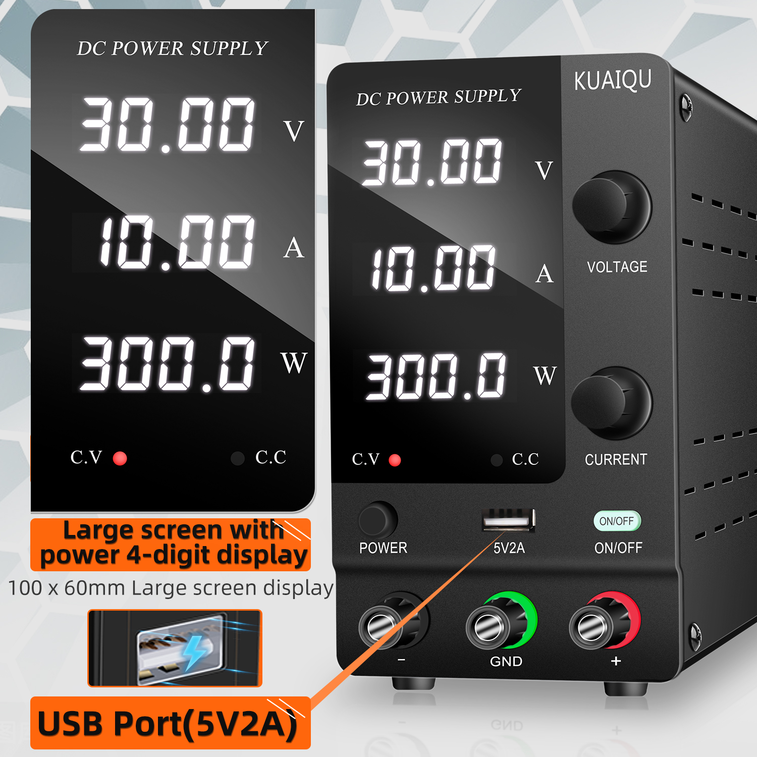 KUAIQU SPPS-C3010 Power Supply - 30V 10A Regulated Lab Source