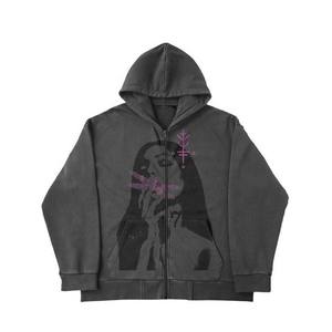 2024 New High Quality Trendy Hoodies Printed Old Washed Casual Hooded <b>Sweatshirts</b> for Men and <b>Women</b> - Product Image 5