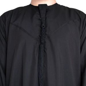 Thobe émirati de luxe noir, Kandura traditionnelle, vêtement arabe élégant, Jubba pour homme, doux et respirant, tenue islamique moderne - Product Image 6