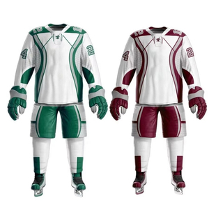 Ensemble d'uniformes de hockey sur glace respirants personnalisés de haute qualité avec transfert thermique, à bas prix, avec lacets noirs et affichage du logo et du nom de l'équipe sur le devant - Product Image 6