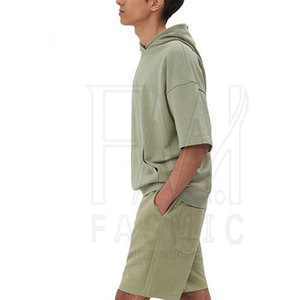 100% Cotton Fabric Shorts Sleeve Hoodie Style <b>Shirt</b> Sets With Durable Pocket's Set's <b>For</b> Custom Printed Logo - Product Image 4