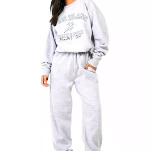 Traje de chándal deportivo para mujer de diseño personalizado al por mayor nuevo estilo largo para tops estampados abullonados patrón sólido informal de alta calidad - Product Image 1