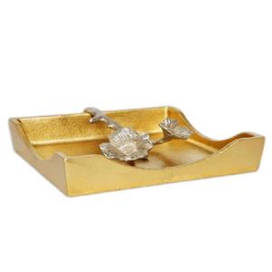 Atractivo diseño artesanía aluminio Metal decorativo chapado en oro hermoso soporte de pañuelos con acabado esmaltado - Product Image 3