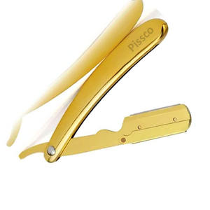 Navaja de afeitar plegable personalizada de acero inoxidable para barbería, con cuchilla intercambiable para corte de pelo - Product Image 4