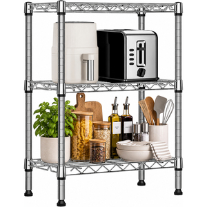 MZG Étagère de rangement robuste en acier au carbone chromé, 3 niveaux, 750 lb, anti-rouille, avec étagères réglables pour la maison - Product Image 1