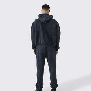 Sudadera con capucha personalizada Unisex diseñador bordado terciopelo chándal liso hombres pulóver chándales personalizar ácido lavado chándal - Product Image 2