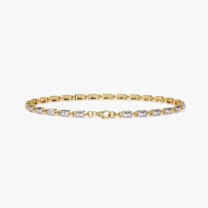 Pierres de coupe rectangle certifiées IGI dans la conception de lien de boîte Bracelet de tennis Moissanite de luxe en or jaune/rose/blanc 10K/14K pour femme - Product Image 4