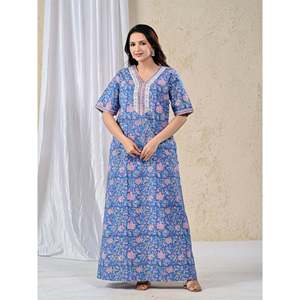 Camisón de Algodón Azul Jaal, Cómodo, de Popelina Suave, con Botones y Cierre con Cordón, Logotipo Personalizable, Talla XS, para Damas de Honor en Verano - Product Image 6