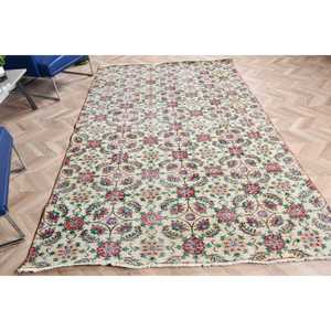 Vintage Turkish Rug 5.8x9.1 ft, <b>Red</b> Moroccan <b>Wool</b> Rug - Product Image 1
