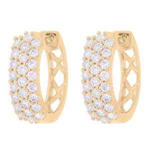 Boucles d'oreilles Moissanite Fire Hoop 1.00Ct Round Moissanite Hoop in 14K Gold OEM wholesale - Product Image 3