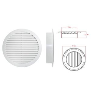 Griglia di ventilazione rotonda griglia di ventilazione In plastica D100mm foro 80mm Made In Italy-materiali elettrici/ - Product Image 1