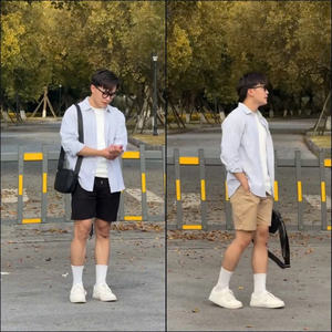 NH58 Casual drawstring waist shorts made from soft stretchy cotton twill featuring button <b>detaiL</b> & a cool breathable summer fit - Product Image 2