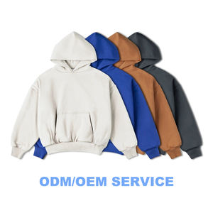Venta al por mayor Streetwear 500GSM sudaderas con capucha de peso pesado Barato sin cuerda color liso francés Terry Sudadera con capucha de gran tamaño para hombres - Product Image 3