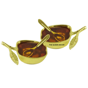 Tazones para Servir Comida y Postres, Tazones Redondos Decorativos, Diseño Hecho a Mano, Servidor de Sopa o Fideos, Metal Dorado - Product Image 2