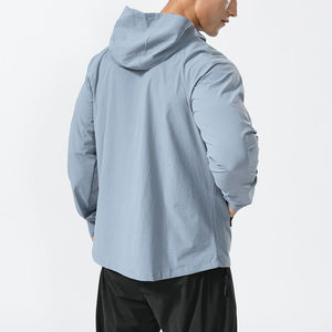 Sweat à capuche zippé pour homme, vêtement de sport actif léger à séchage rapide, col montant en toile, logo personnalisé, veste de course d'hiver - Product Image 4