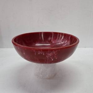 Tazón de resina para servir en soporte Green LIVING Tazones pequeños de vidrio con forma floral verde y dorado - Product Image 6