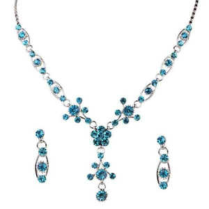 Urthn Blue Austrian Stone Silver Plated Fashion Jewelry Set 1102829 Collar - Product Image 1