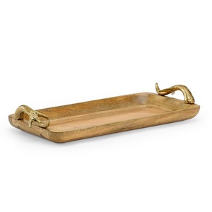Vajilla de nuevo diseño, bandeja para servir comida y desayuno, bandeja para servir comida con mango dorado de madera - Product Image 6