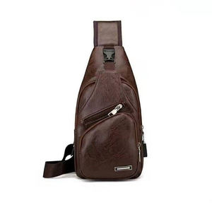 Nouvelle mode coréenne sac de poitrine unisexe en plein air en cuir PU porte-documents à bandoulière unique rayé Portable charge hommes sac à bandoulière - Product Image 5