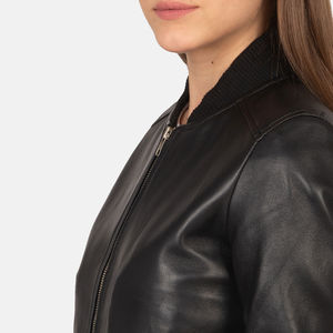 Veste en cuir personnalisable pour femmes avec fermeture éclair sur le devant à manches longues vêtements d'extérieur à la mode parfaits pour la tenue d'automne et le style de bureau - Product Image 5
